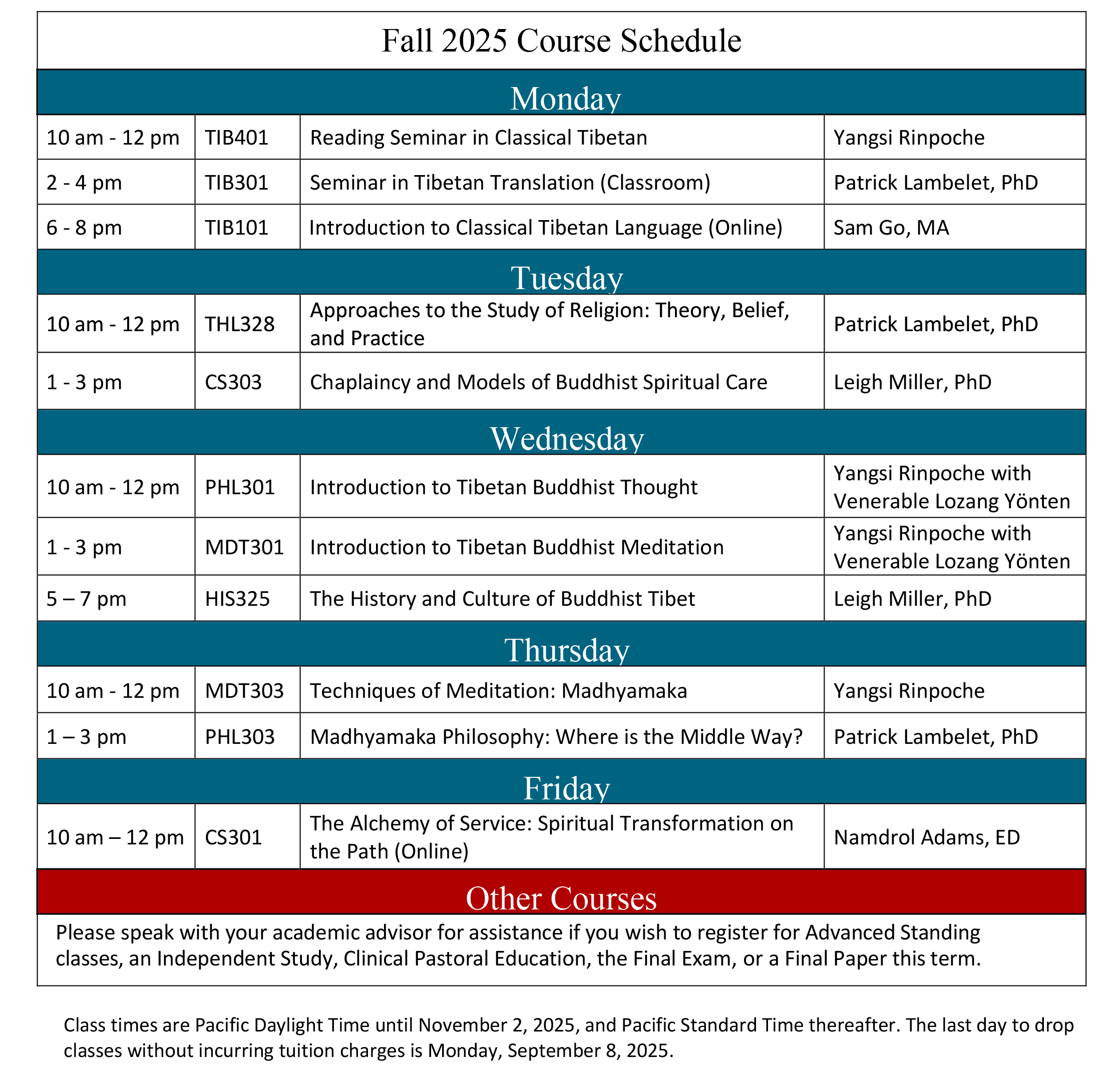 Fall 2025 Course Schedule
